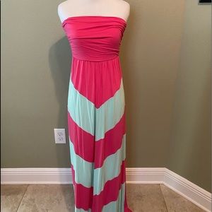 Pink & green maxi dress